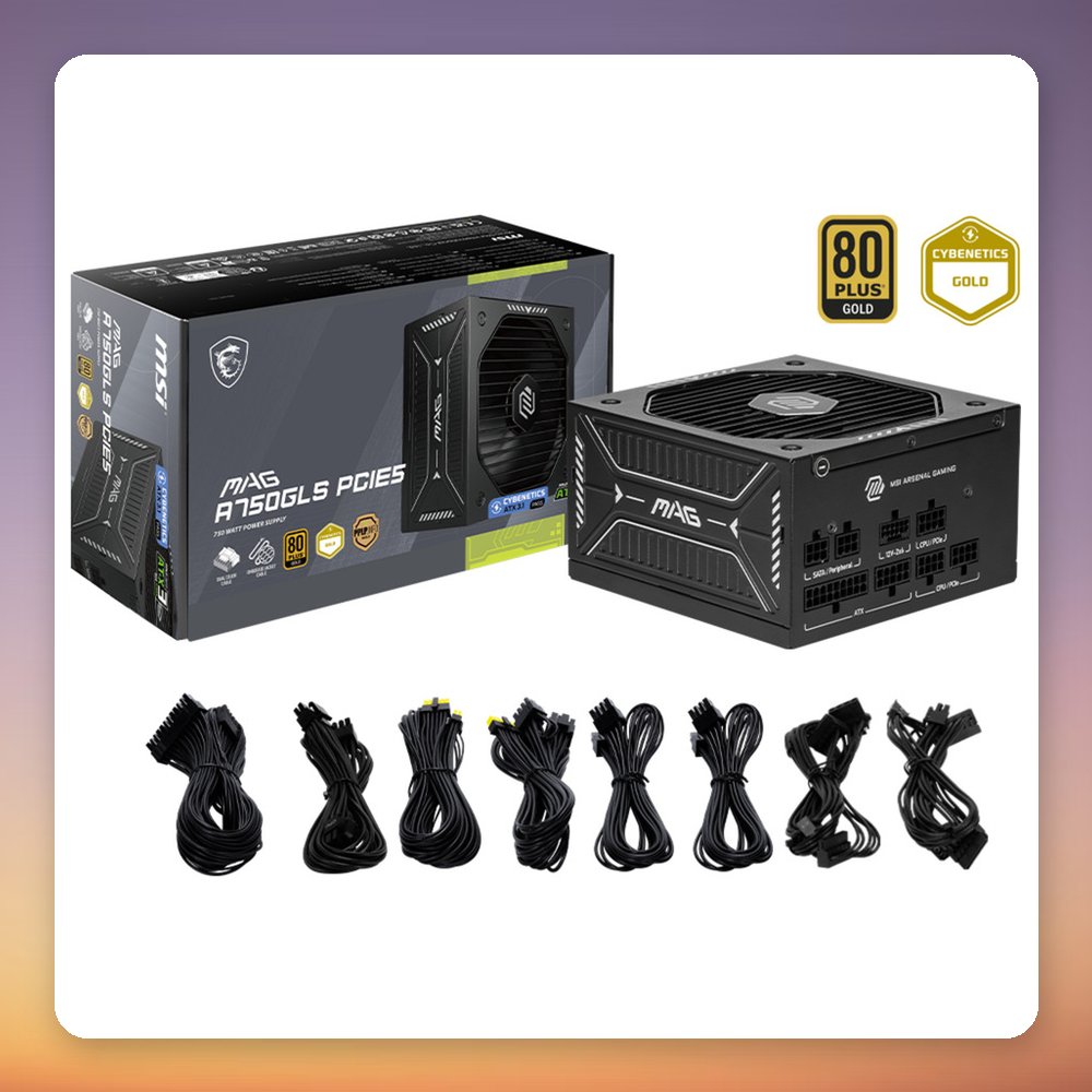 MSI MAG A750GLS PCIE5 750W 80 PLUS Gold Fully Modular ATX 3.1 PSU