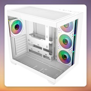 Cooler Master Elite 681 ATX Mid-Tower Case, White, Dual Tempered Glass, 4x ARGB Fans