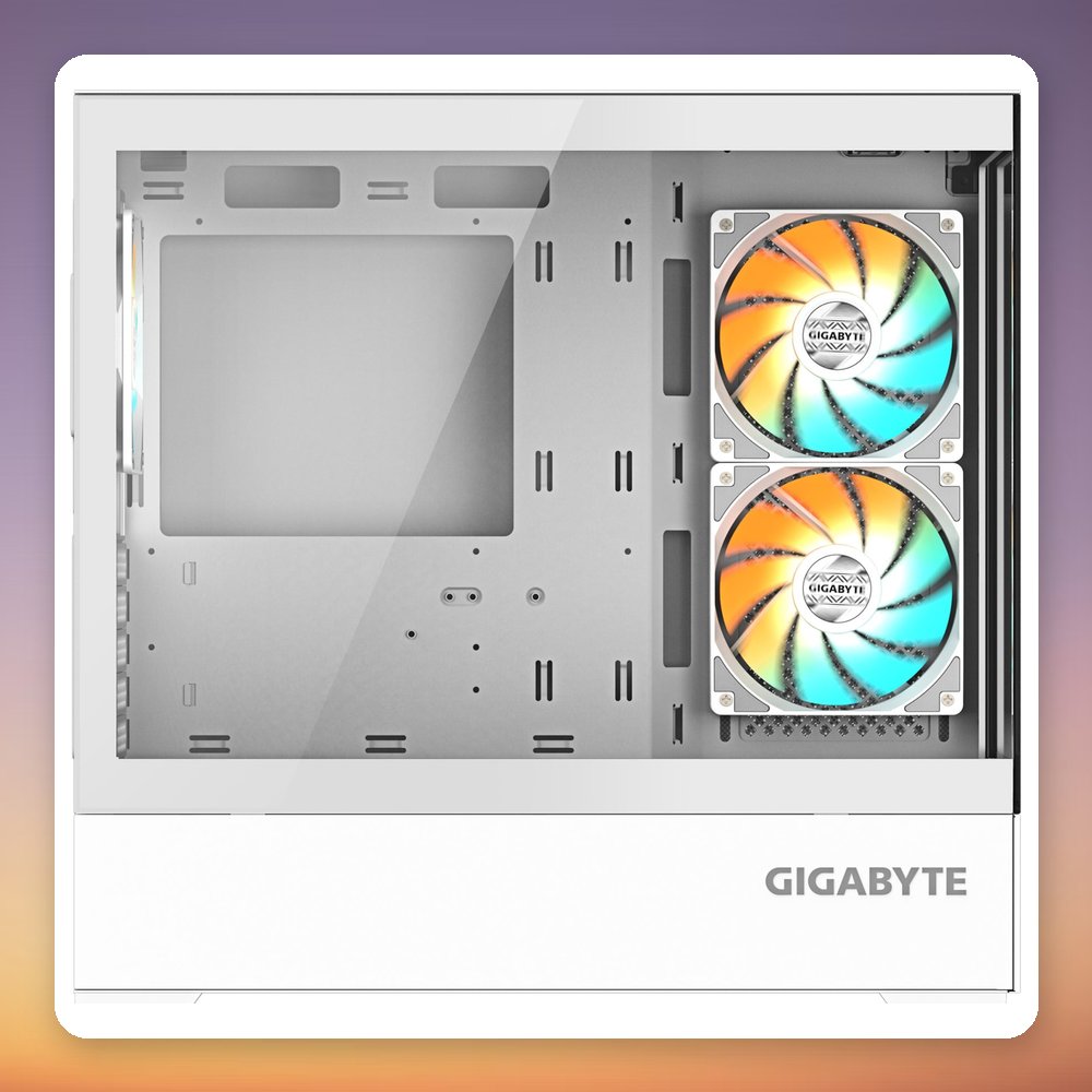 GIGABYTE C201 Panoramic Ice Micro-ATX Mid Tower Case, White, 2x Tempered Glass, 3x ARGB Fans – image 3