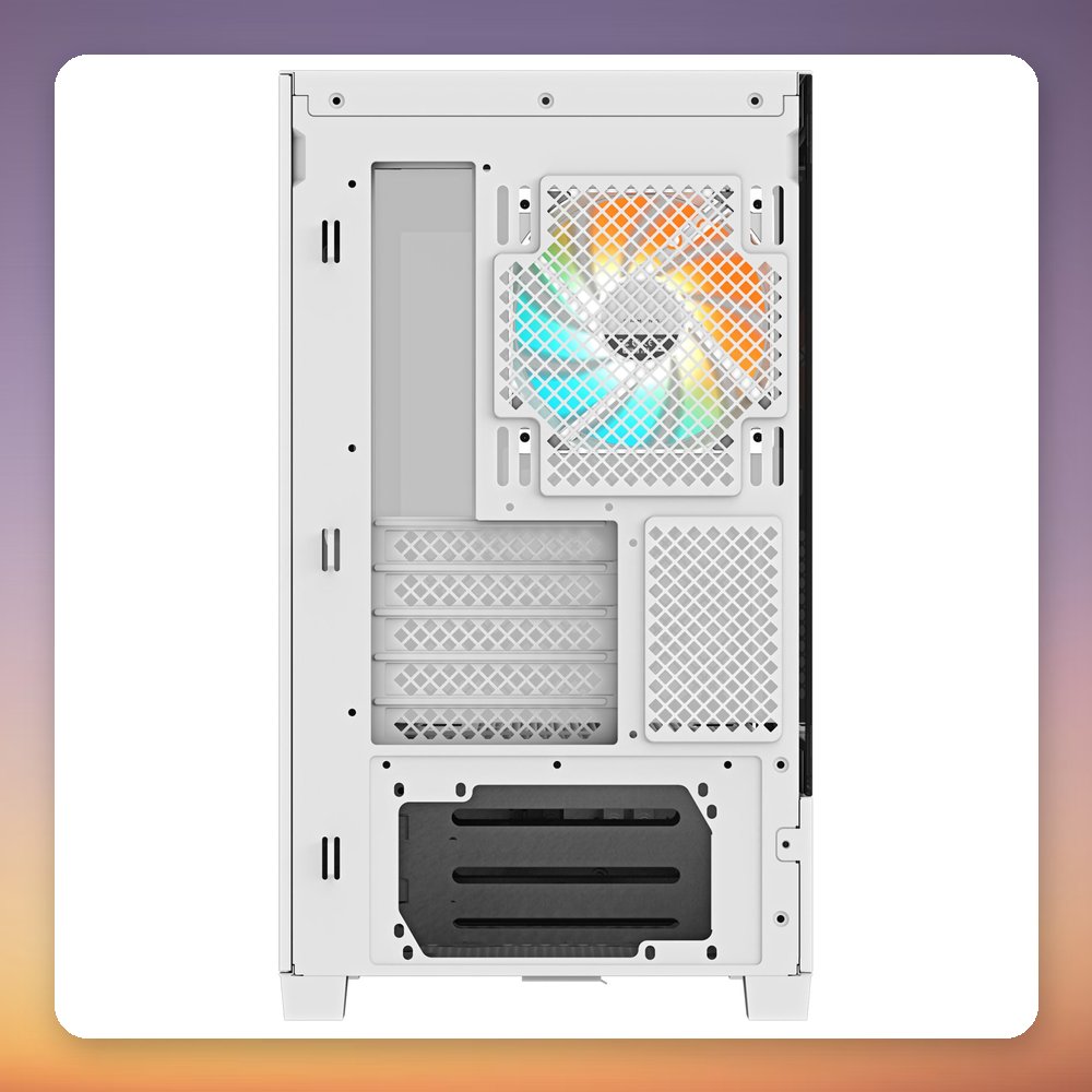 GIGABYTE C201 Panoramic Ice Micro-ATX Mid Tower Case, White, 2x Tempered Glass, 3x ARGB Fans – image 5