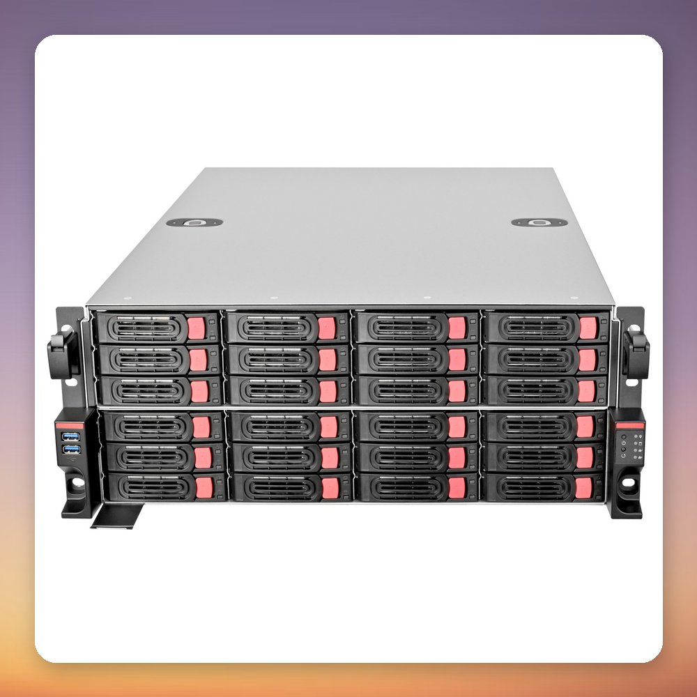 Silverstone RM43-324-RS 4U Rackmount Case, 24x Hot-Swap Bays, Black/Red