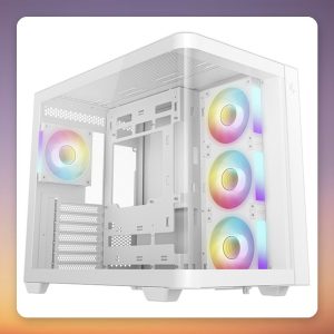 Deepcool CG530U 4F WH ATX Mid-Tower Case, White, Curved Glass, 4x ARGB Fans