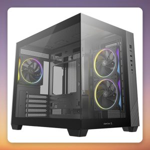 Deepcool CG330 3F Micro-ATX Mini-Tower Case, Black, Panoramic Glass, 3 Fans
