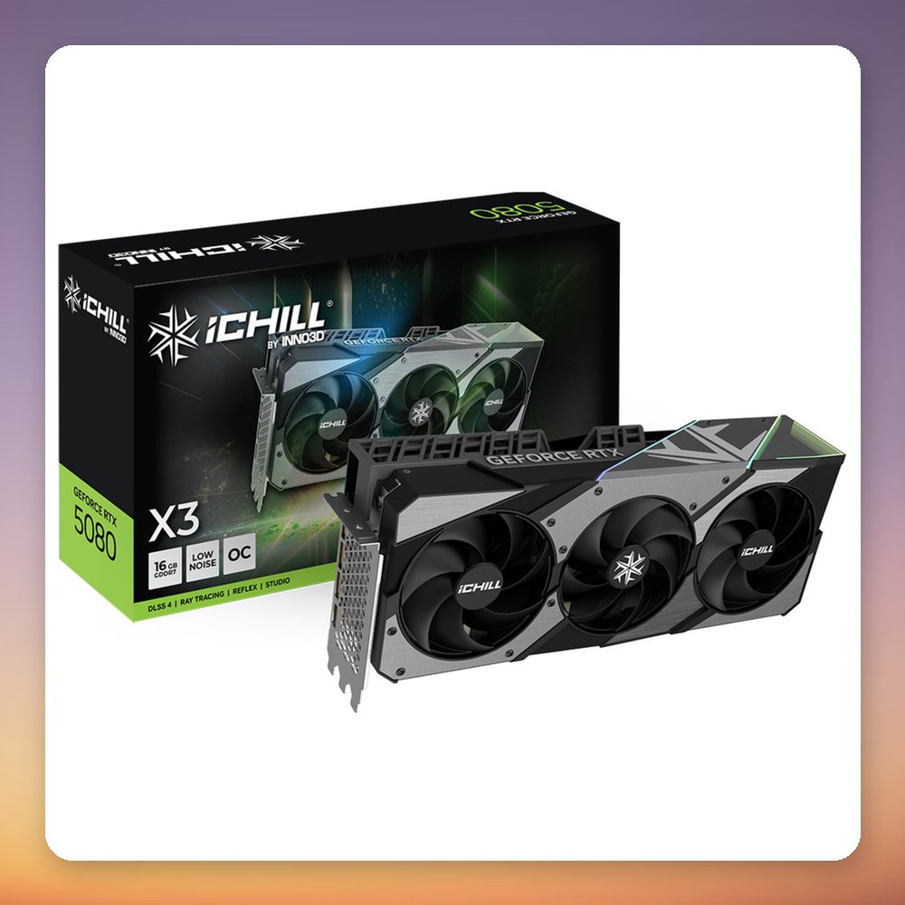 Inno3D GeForce RTX 5080 ICHILL X3 V2 16 GB GDDR7 Graphics Card, 3x DisplayPort, HDMI 2.1b