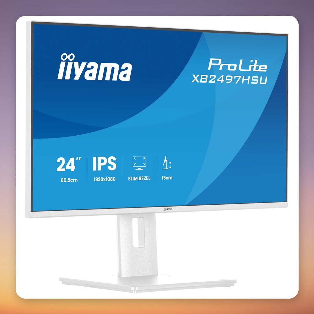 Iiyama ProLite XB2497HSU-W1 23.8" Full HD IPS 120 Hz Monitor, White, USB Hub