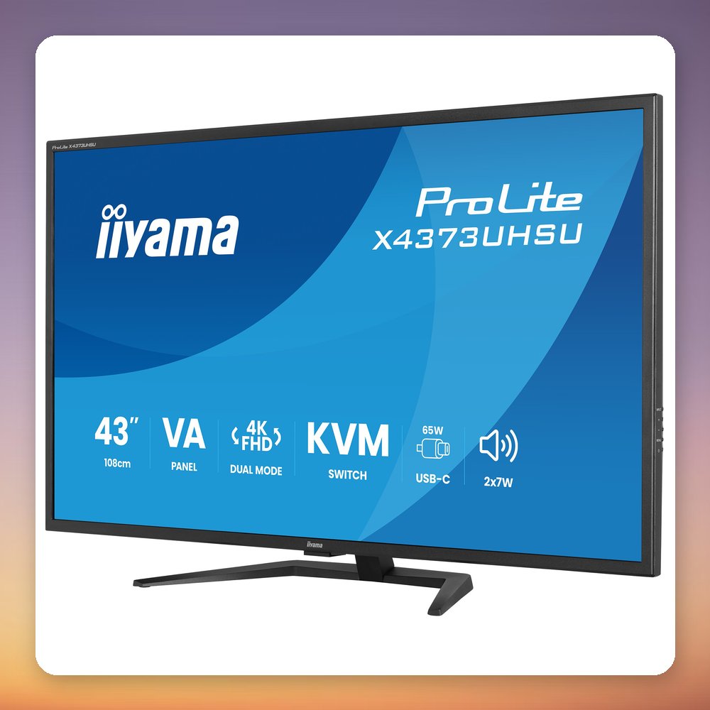 Iiyama ProLite X4373UHSU-B2 42.5" 4K VA Monitor, USB-C 95W PD, KVM, Dual Mode – image 3