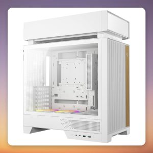 Deepcool CL660 WH Mid-Tower ATX Case, White/Wood, Tempered Glass