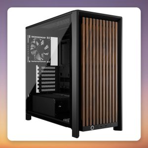 Corsair FRAME 4000D RS Wood Midi-Tower Case, Black/Walnut, Tempered Glass, E-ATX