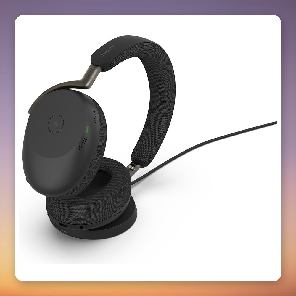 Jabra Evolve3 85 Wireless ANC Headset, MS Teams, USB-A Link 390 Adapter, Wireless Charging Pad, Black – image 4