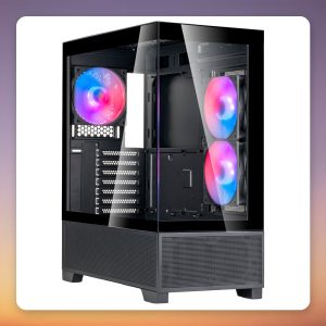 Silverstone Lucid 05 ATX Mid-Tower Case, Black, 270° Panoramic Glass, ARGB