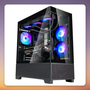 Silverstone Lucid 05 ATX Mid-Tower Case, Black, 270° Panoramic Glass, ARGB