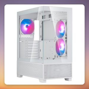 Silverstone Lucid 05 ATX Mid-Tower Case, White, 270° Panoramic Glass, ARGB