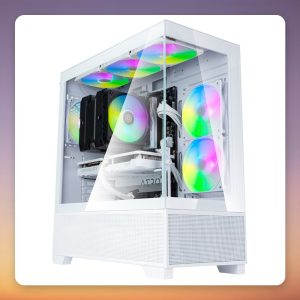 Silverstone Lucid 05 ATX Mid-Tower Case, White, 270° Panoramic Glass, ARGB