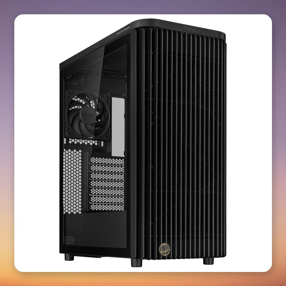 Asus ProArt PA401 ATX Mid-Tower Case, Black, Tempered Glass, 2x 160 mm Fans