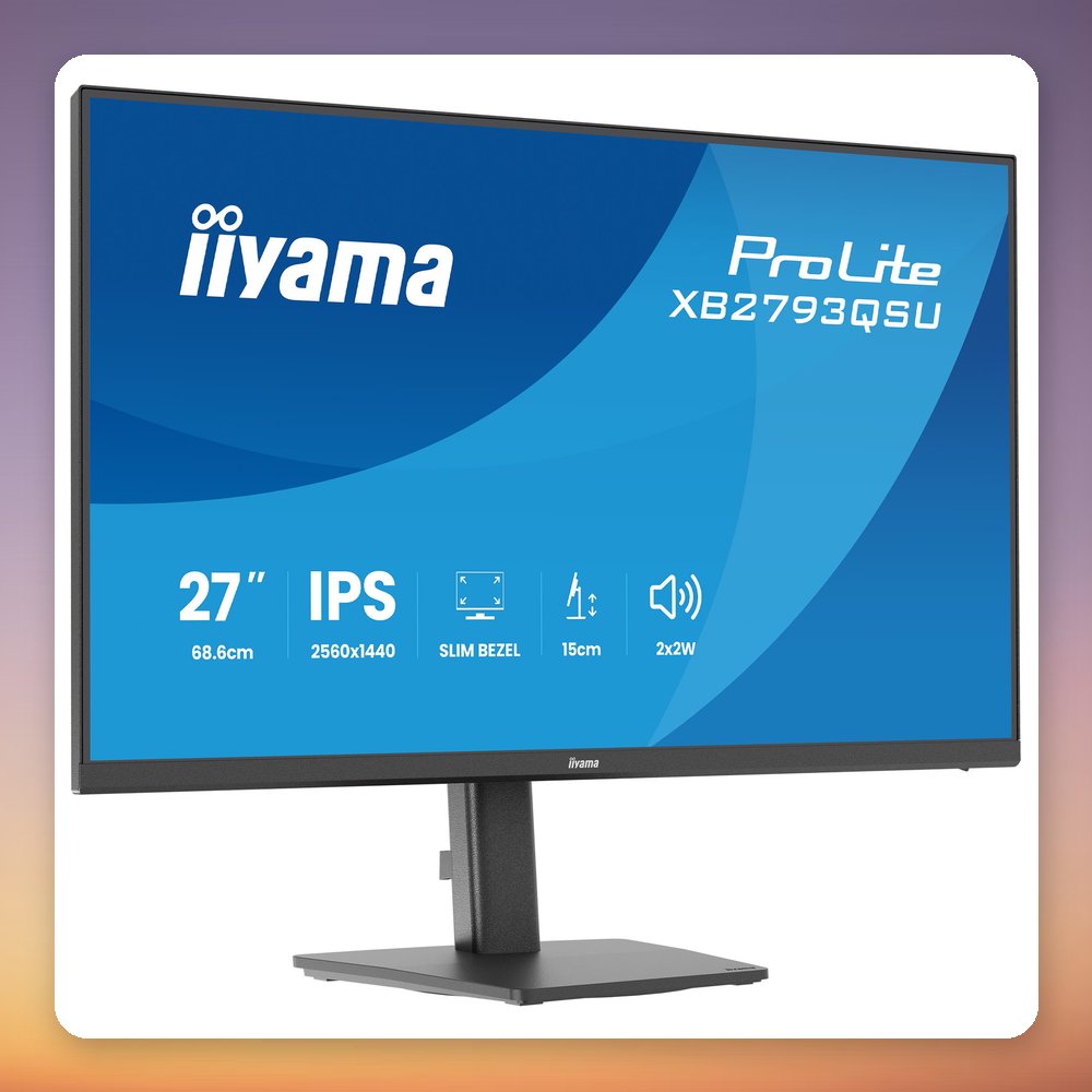 Iiyama ProLite XB2793QSU-B1 27" QHD IPS Monitor, 75 Hz, Height Adjustable