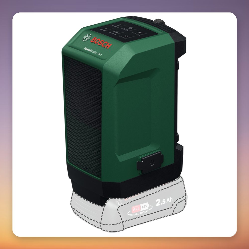 Bosch UniversalSpeaker 18V-1 Portable Bluetooth Speaker, 11 W, USB-C, Green/Black (No Battery)