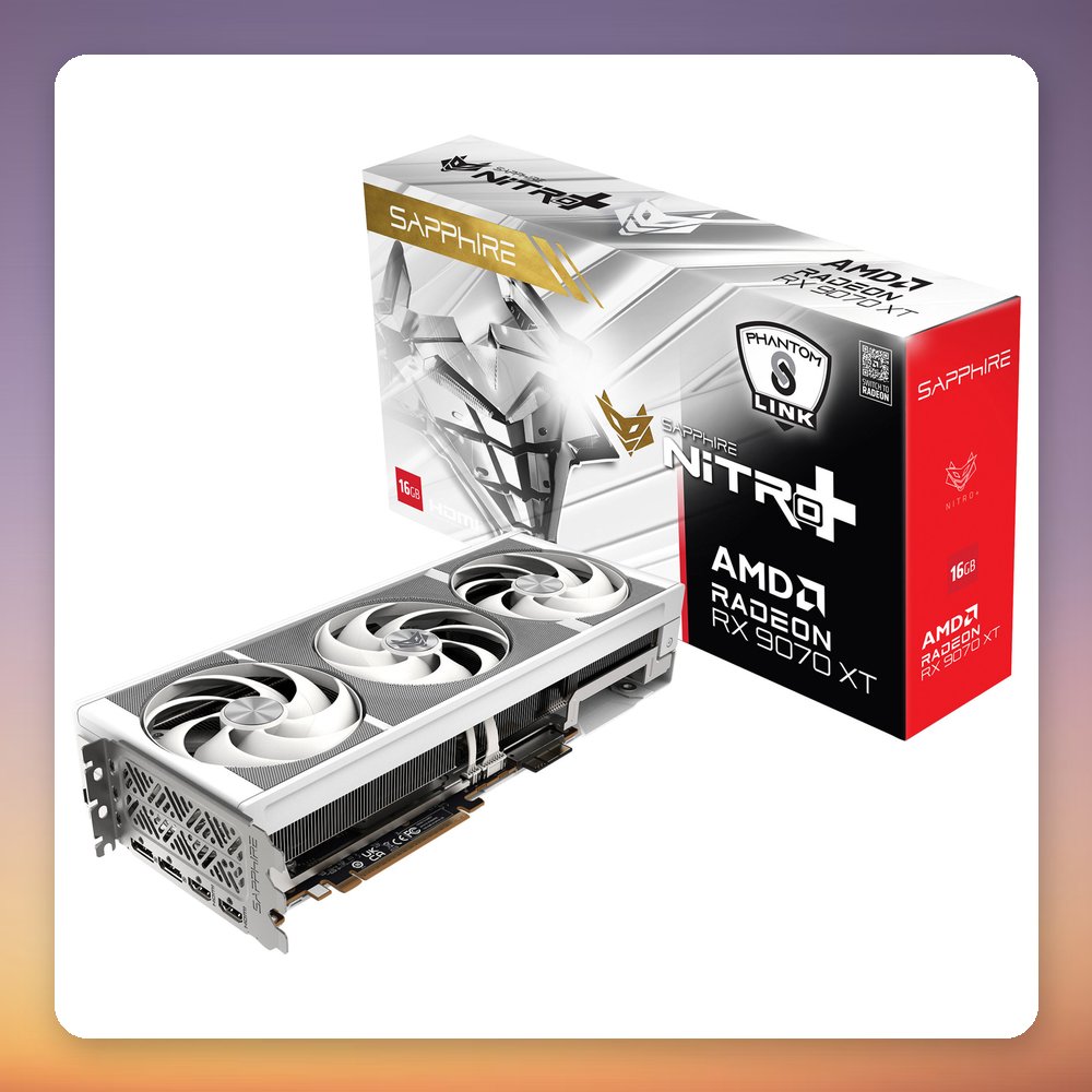 Sapphire Radeon RX 9070 XT Nitro+ Phantom Link Polar OC 16 GB GDDR6 White