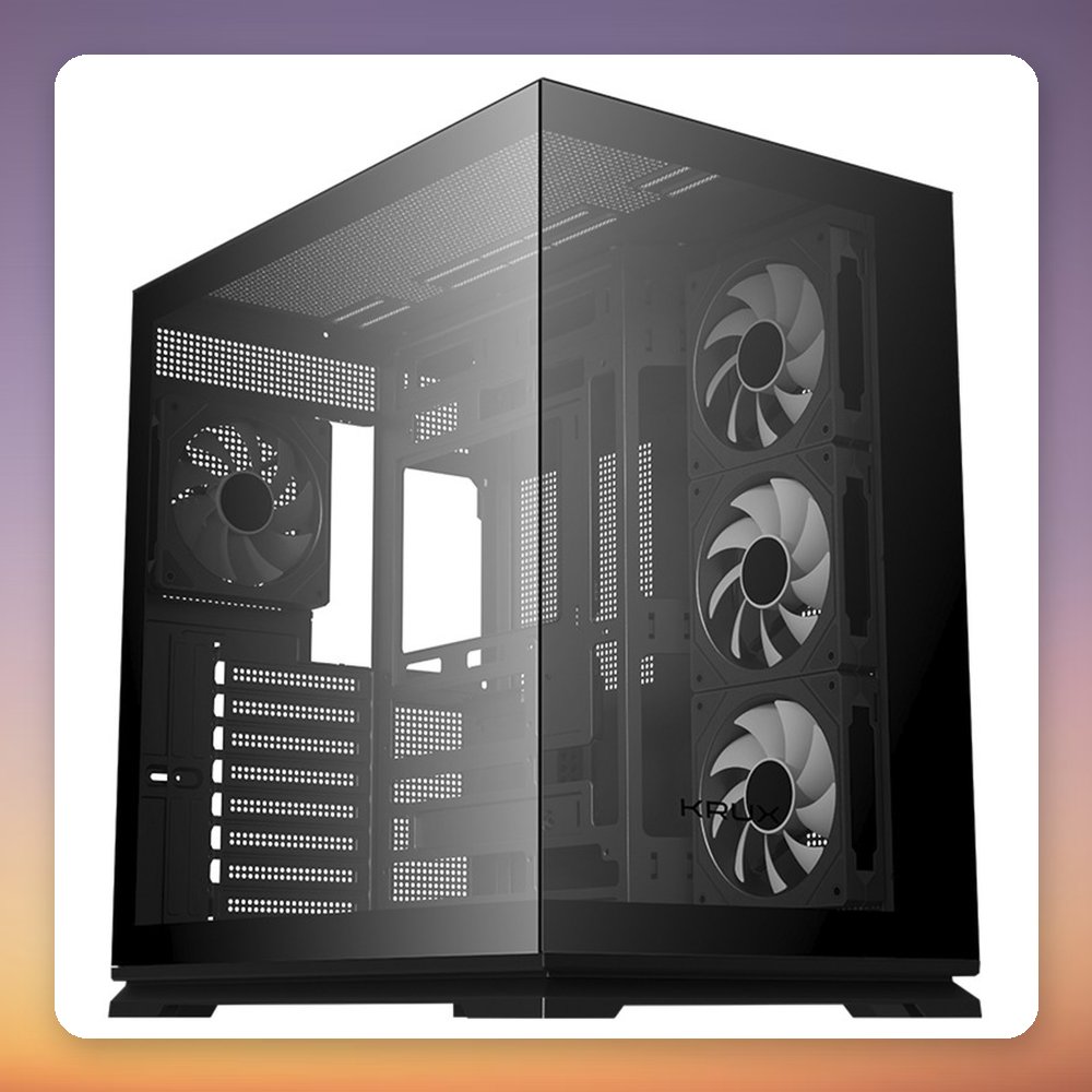 Krux Atron ATX Mid-Tower Case, Black, Panorama Tempered Glass, 4x ARGB Fans – image 3