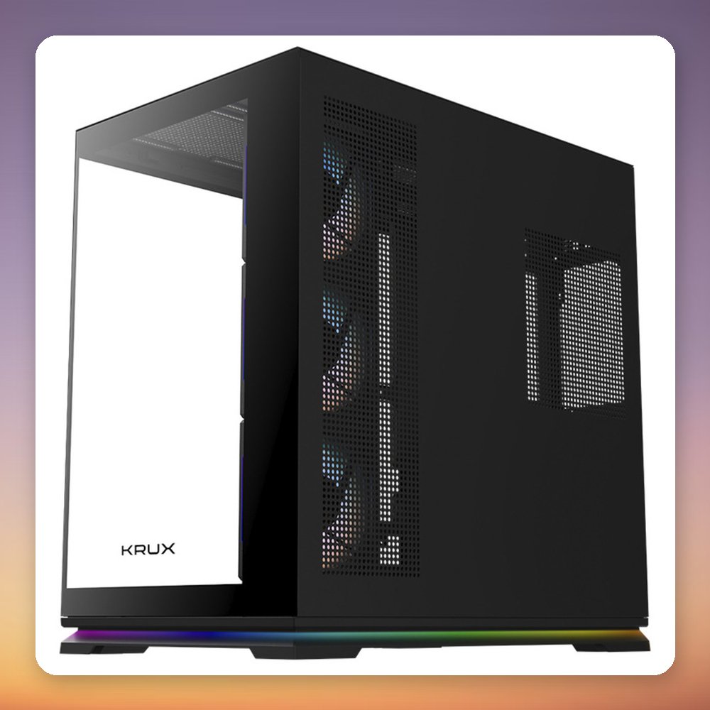 Krux Atron ATX Mid-Tower Case, Black, Panorama Tempered Glass, 4x ARGB Fans – image 4
