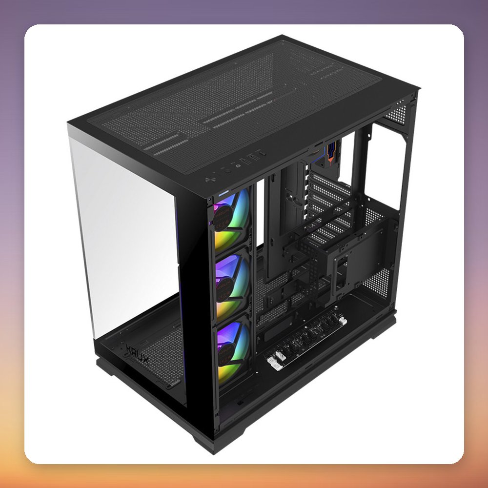 Krux Atron ATX Mid-Tower Case, Black, Panorama Tempered Glass, 4x ARGB Fans – image 5