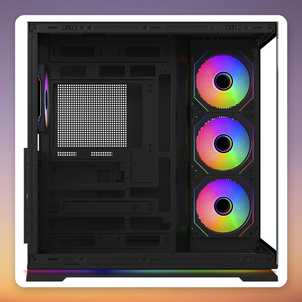 Krux Atron ATX Mid-Tower Case, Black, Panorama Tempered Glass, 4x ARGB Fans – image 6