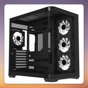 Krux Tano E-ATX Mid Tower Case, Black, Panorama Glass, 4x 120 mm ARGB PWM Fans