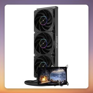 Krux HydroArc 360 360 mm AIO Liquid Cooler with 6.8″ IPS Display, Black