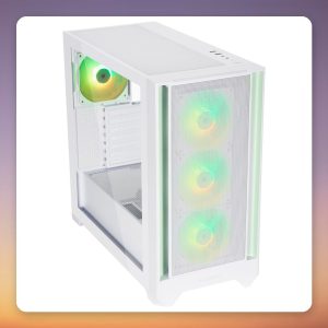 Silentware Flow 110 ARGB ATX Mid-Tower Case, White, Tempered Glass, 4 Fans