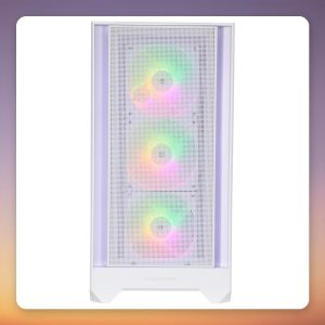 Silentware Flow 110 ARGB ATX Mid-Tower Case, White, Tempered Glass, 4 Fans