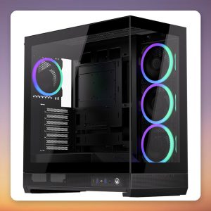 ENDORFY Fishtank 6000 Corona E-ATX Dual Tempered Glass Case, Black, 4 ARGB Fans