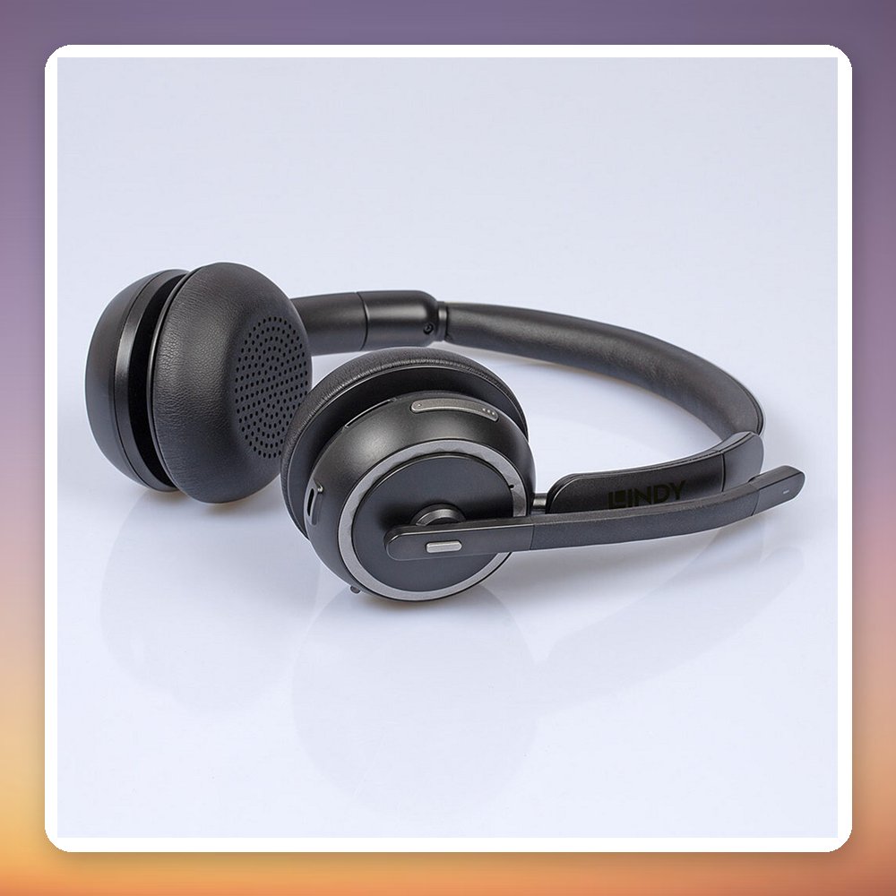 Lindy L118 Wireless Office Headset with Charging Station, Bluetooth 5.2, Black – image 3
