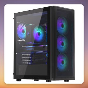 ENDORFY Ventum 400 ARGB Mid-Tower ATX Case, Black, Tempered Glass, 4x 120 mm Fans