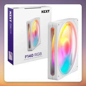 NZXT F140 RGB 140 mm PWM Case Fan, White, Single Pack
