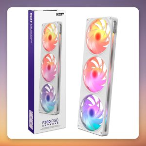 NZXT F360 RGB 360 mm Triple Fan Single-Frame, White, Reverse Blade, ARGB