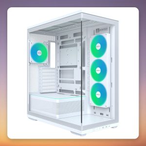 Montech TG3 White ATX Mid-Tower Case, Dual Tempered Glass, 360 mm Side Fan