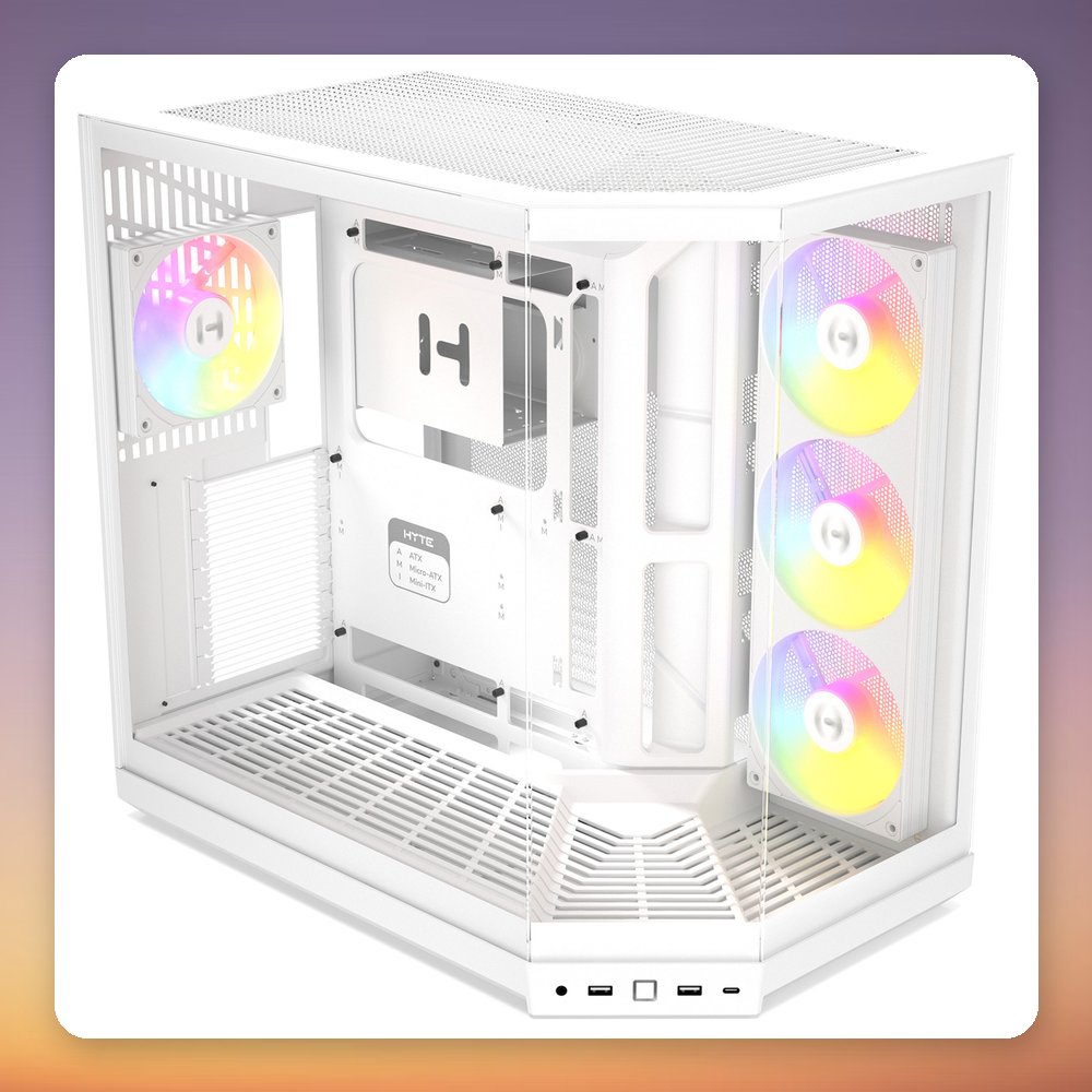 HYTE Y50 Snow White E-ATX Mid Tower Case, White, 3x Tempered Glass – image 2