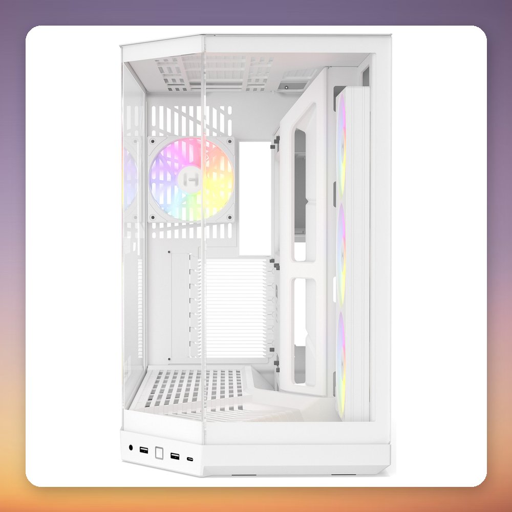 HYTE Y50 Snow White E-ATX Mid Tower Case, White, 3x Tempered Glass – image 3