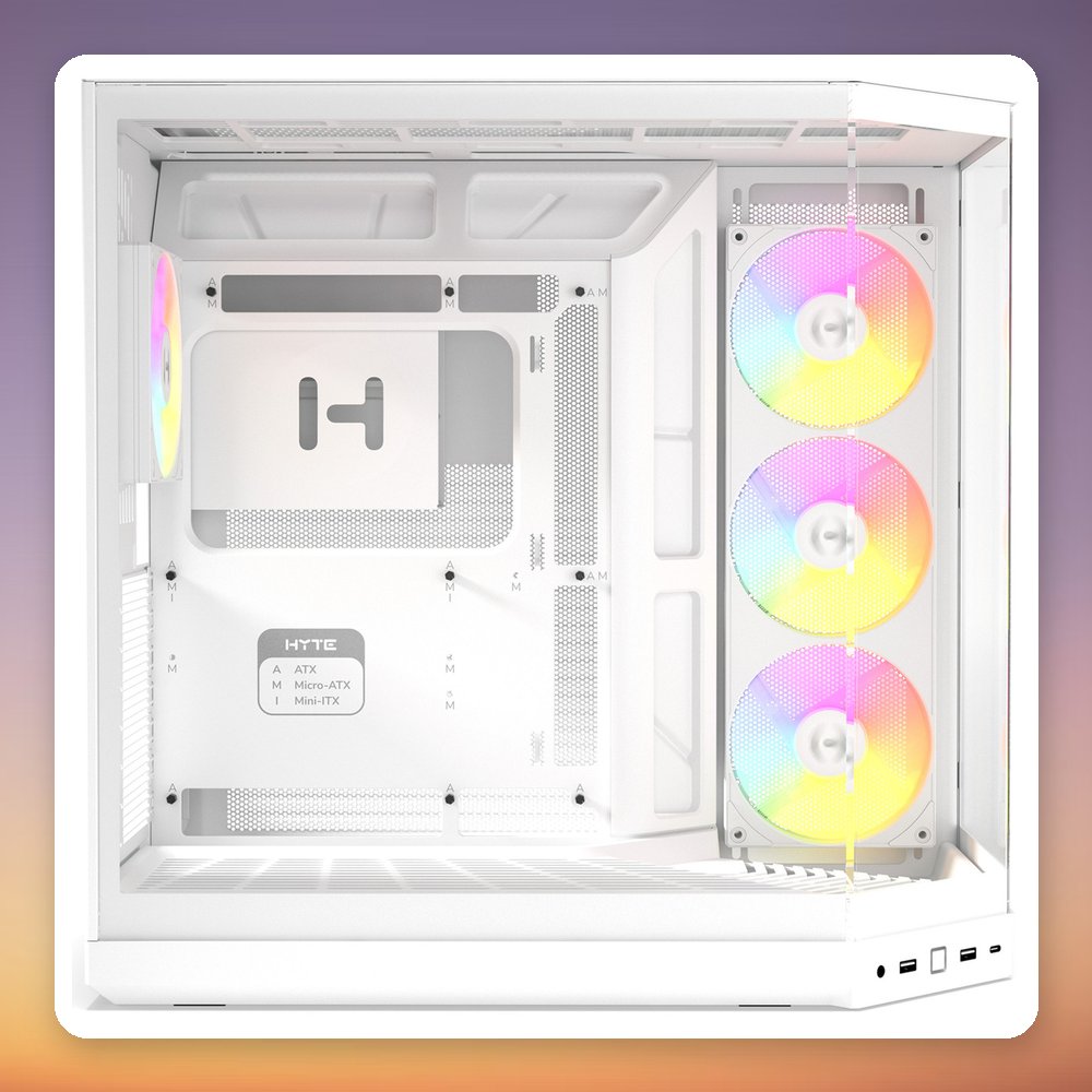HYTE Y50 Snow White E-ATX Mid Tower Case, White, 3x Tempered Glass – image 4