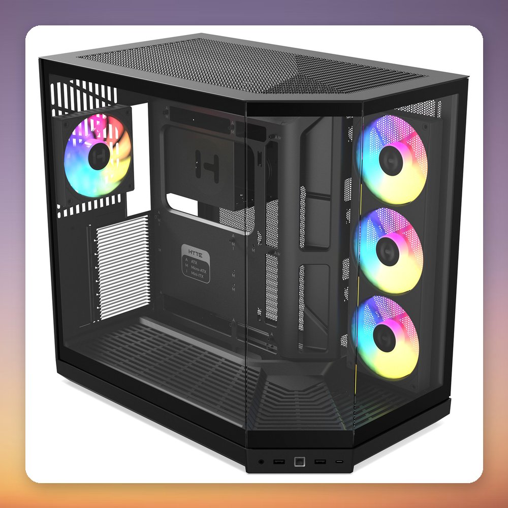HYTE Y50 Pitch Black Mid Tower Case, E-ATX, 3x Tempered Glass, RGB – image 2