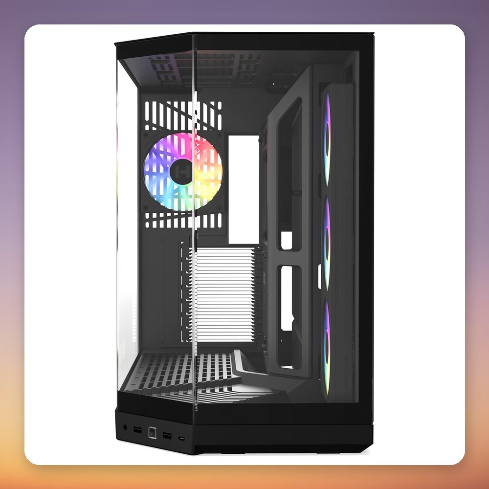 HYTE Y50 Pitch Black Mid Tower Case, E-ATX, 3x Tempered Glass, RGB – image 3