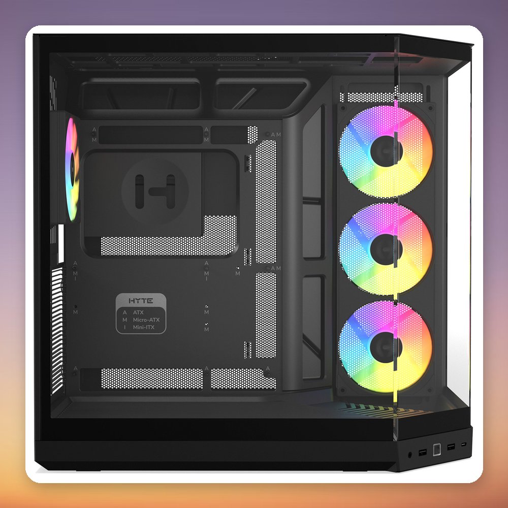 HYTE Y50 Pitch Black Mid Tower Case, E-ATX, 3x Tempered Glass, RGB – image 4
