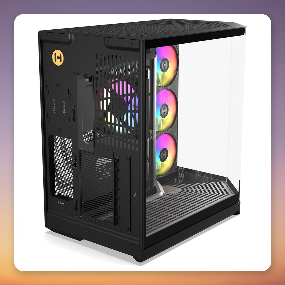 HYTE Y50 Pitch Black Mid Tower Case, E-ATX, 3x Tempered Glass, RGB – image 5