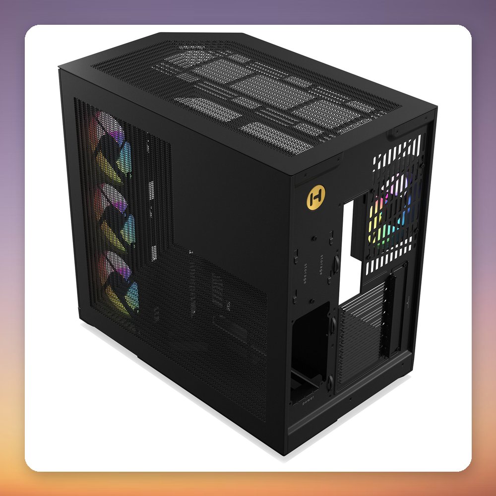 HYTE Y50 Pitch Black Mid Tower Case, E-ATX, 3x Tempered Glass, RGB – image 6