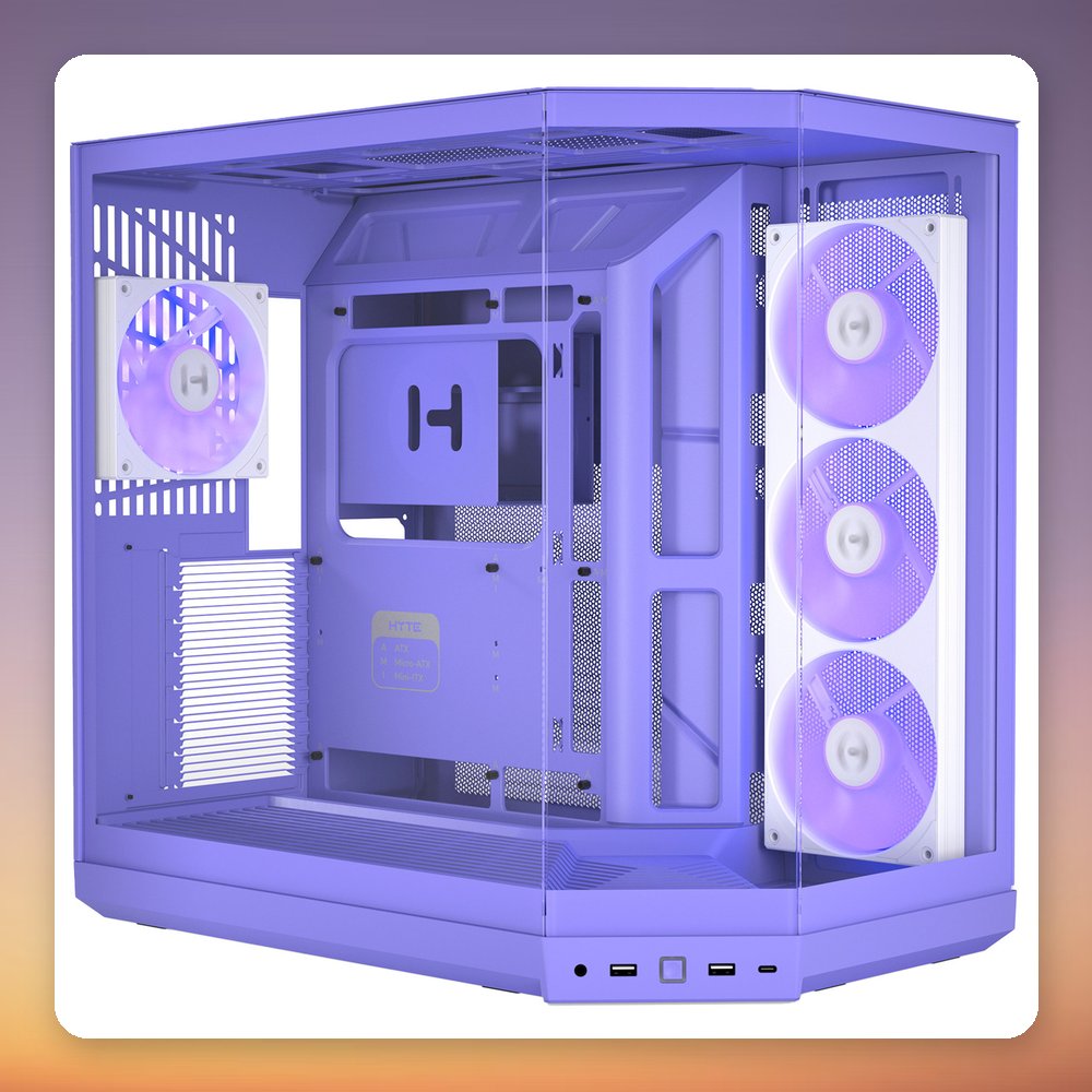 HYTE Y50 Taro Milk E-ATX Mid-Tower Case, Violet, 3x Tempered Glass, RGB