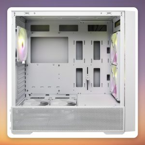 Fortron M330 ATX Mid-Tower Case, White, Tempered Glass, 4 Fans Included