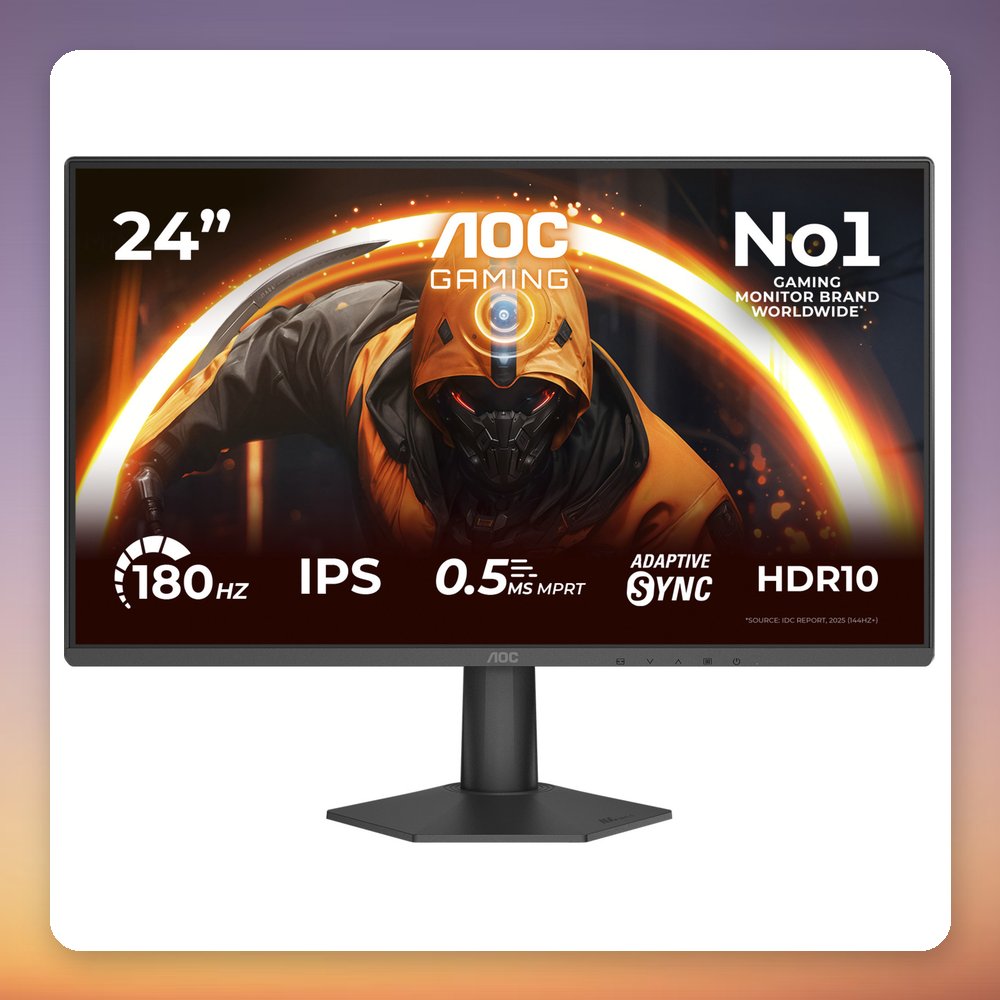 AOC 24G50F 23.8" Full HD IPS Gaming Monitor, 144 Hz (OC 180 Hz), 0.5 ms MPRT