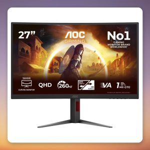 AOC CQ27G4Z2 27" QHD 260 Hz Curved Gaming Monitor, Fast VA, 1ms, 1500R