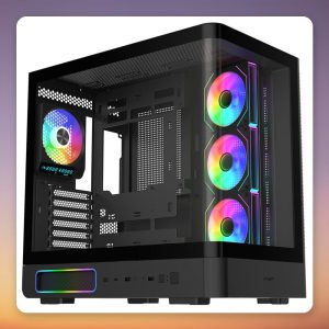 Fortron M581 Midi Tower Case, Black, Panorama Glass, 4x ARGB Fans, ATX