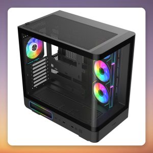 Fortron M581 Midi Tower Case, Black, Panorama Glass, 4x ARGB Fans, ATX