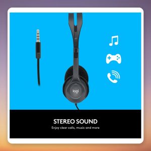 Logitech H111 Stereo Headset with Noise-Cancelling Mic, 3.5 mm, Grey